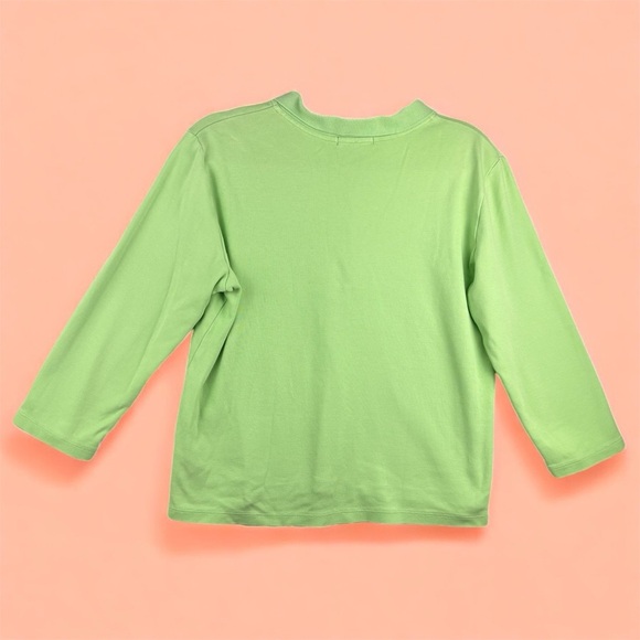 VTG Chaps Lime Green Polo Shirt Gold Snaps Quarter Sleeve Y2K 90s 100% Cotton XL - Picture 2 of 9